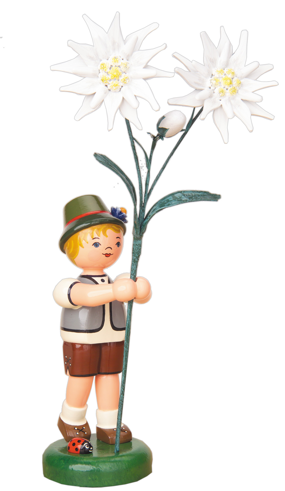 Blumenkind Junge mit Edelweiß - Hersteller Fa. Hubrig aus Zschorlau im Erzgebirge